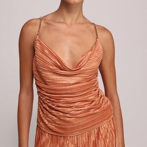 NWT Sabina Musayev Lay Chain Straps Tank Top in Caramel / Orange